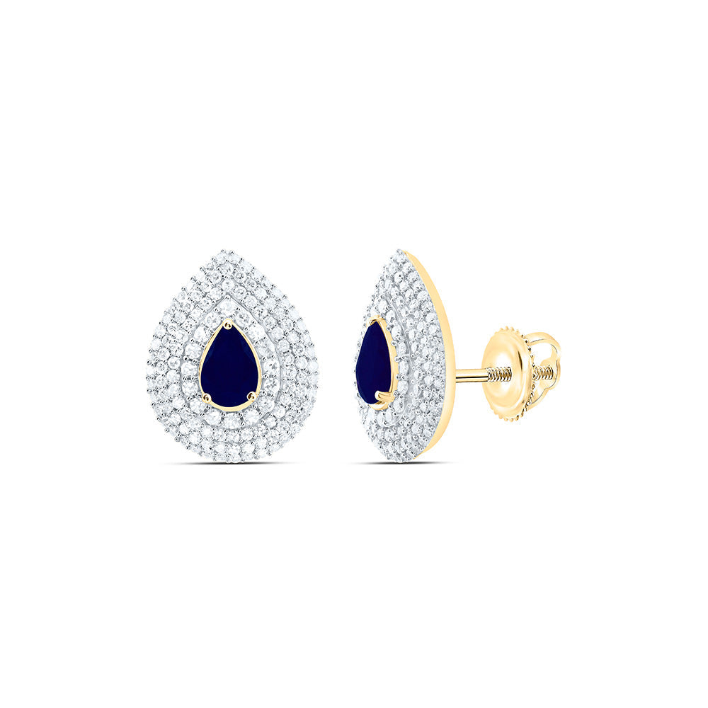 3/4CTW-NAT DIA CN 6X4MM-PS-BS NAT GEM PEAR EARRING Daisy Joyeria