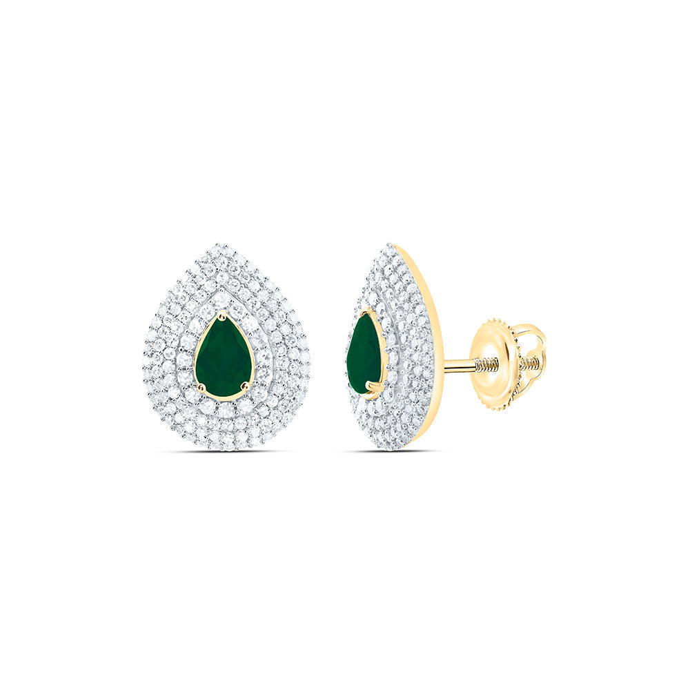 3/4CTW-NAT DIA CN 6X4MM-PS-EM NAT GEM PEAR EARRING Daisy Joyeria