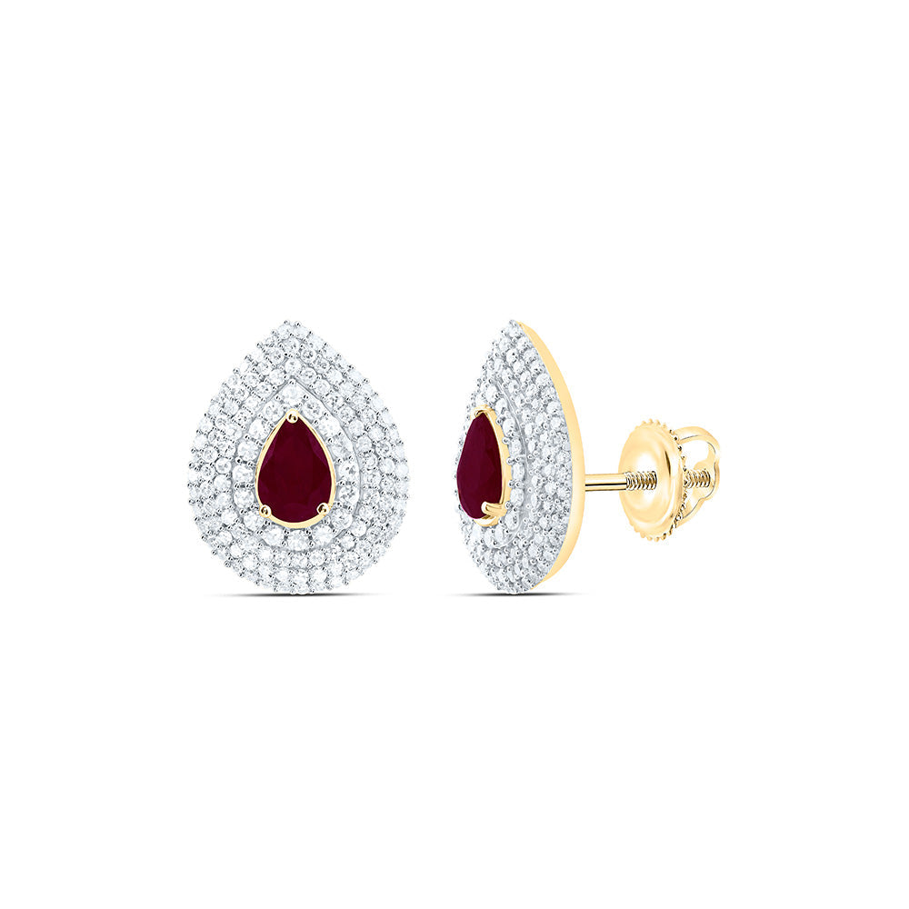 3/4CTW-NAT DIA CN 6X4MM-PS-RU NAT GEM PEAR EARRING Daisy Joyeria