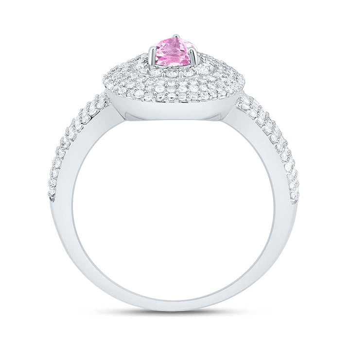 5/8CTW-NAT DIA CN 6X4MM PS-PINK SAPP NAT GEM PEAR RING Daisy Joyeria