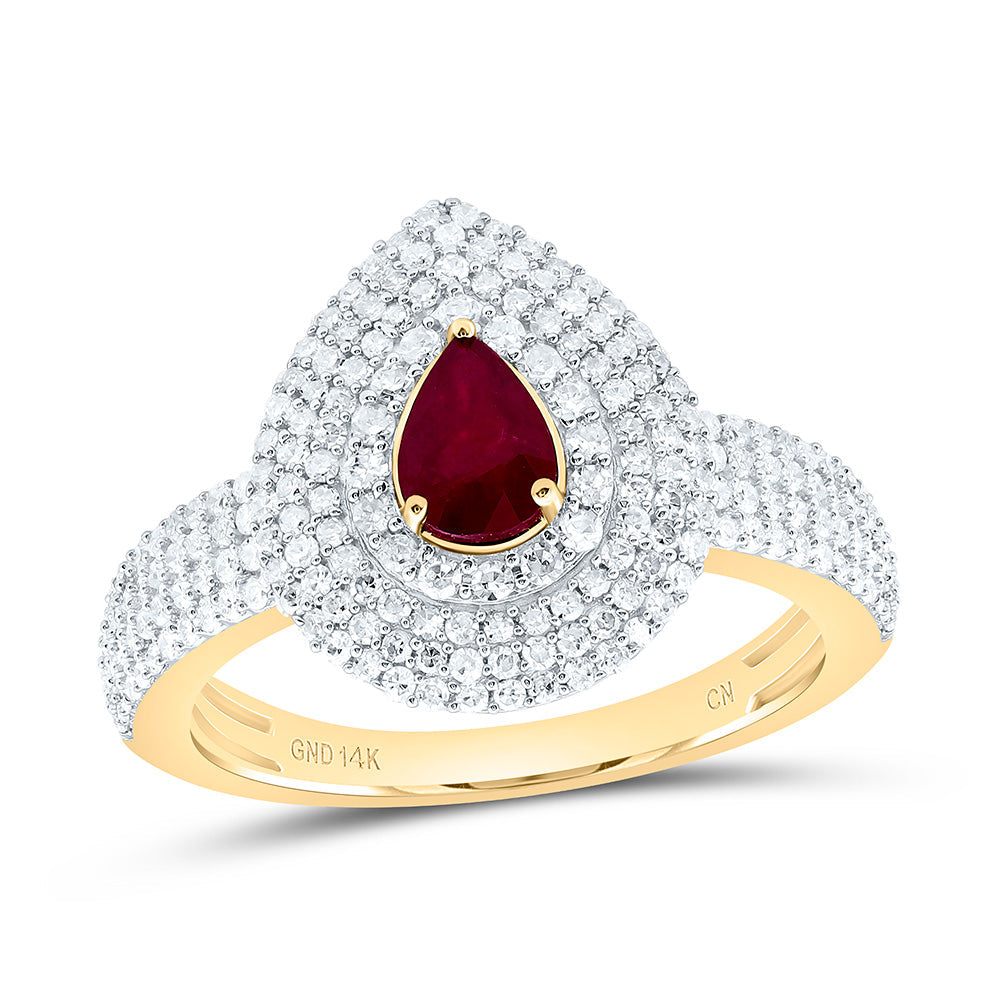 5/8CTW-NAT DIA CN 6X4MM PS-RU NAT GEM PEAR RING Daisy Joyeria