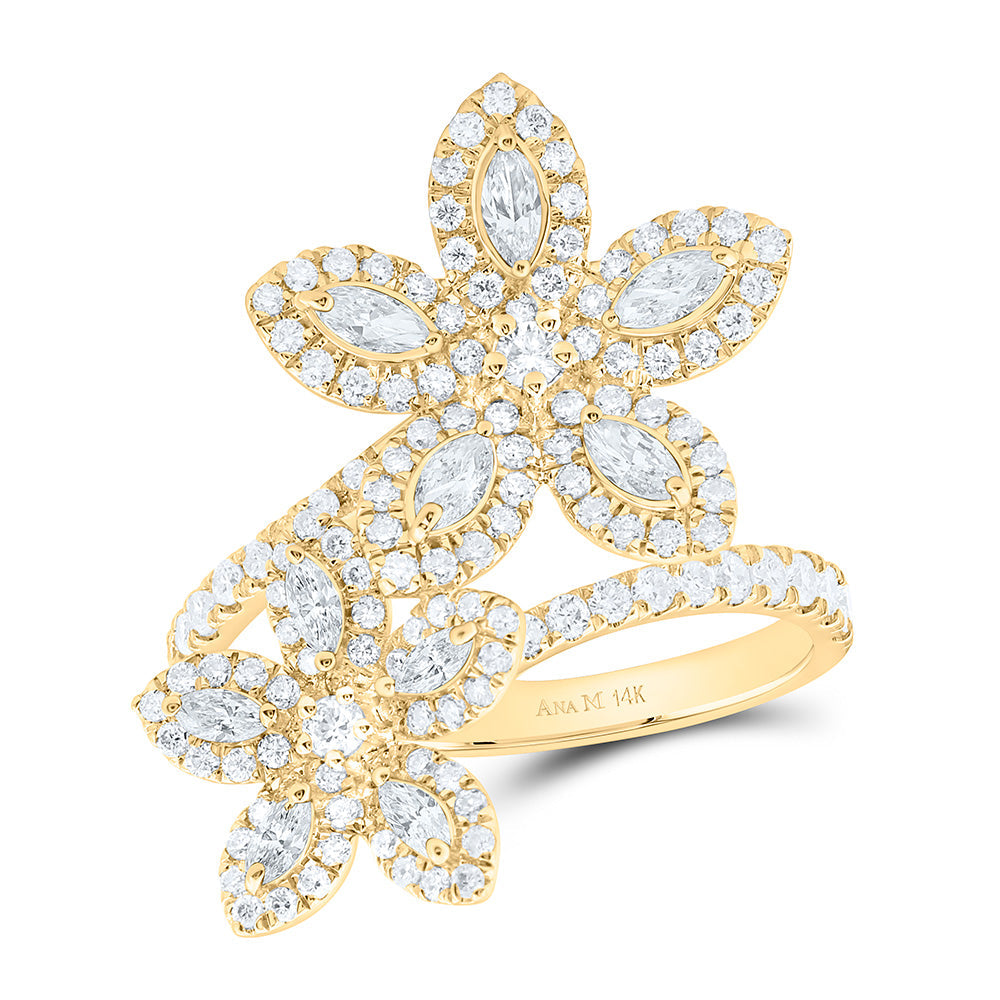 1 1/3CTW-NAT DIA ANA M FASHION FLOWER RING Daisy Joyeria