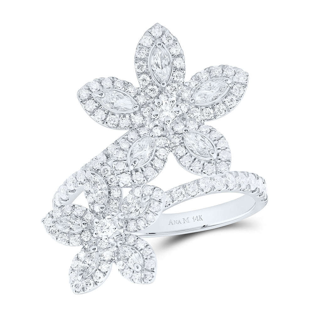 1 1/3CTW-NAT DIA ANA M FASHION FLOWER RING Daisy Joyeria