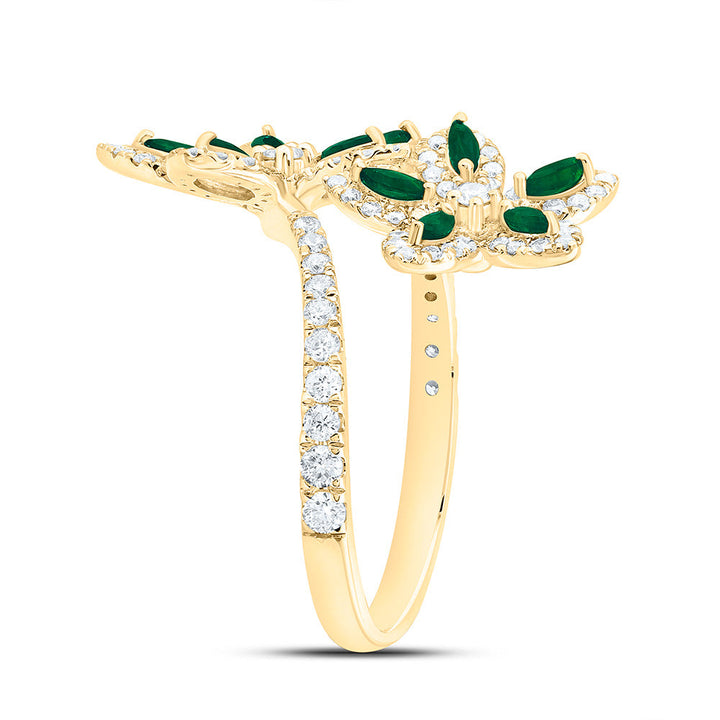 3/4CTW-NAT DIA ANA M 1/2CT-MQ-EM NAT GEM FLOWER RING Daisy Joyeria