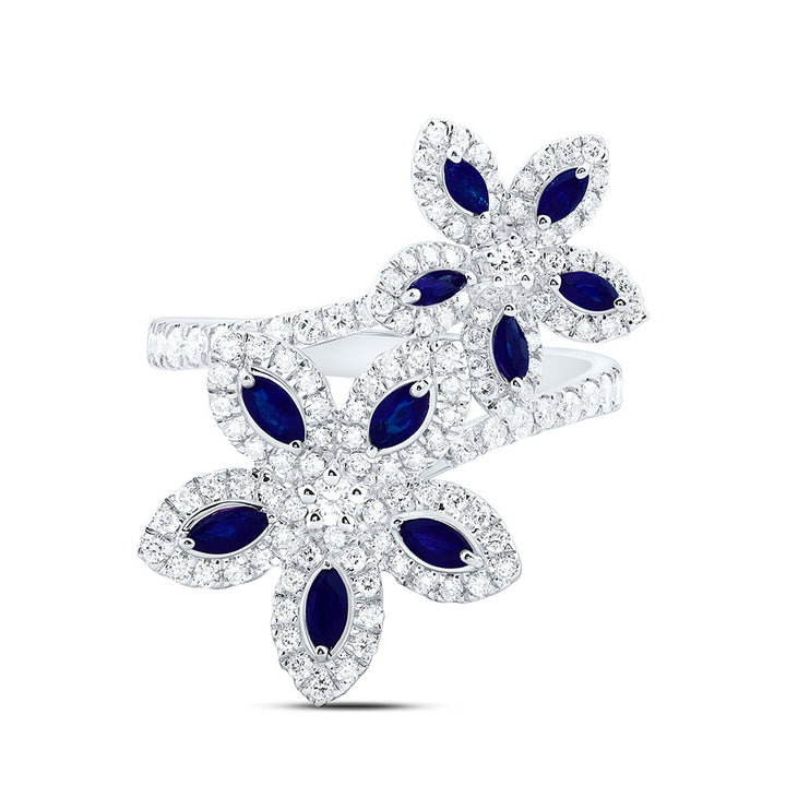 3/4CTW-NAT DIA ANA M 3/4CT-MQ-BS NAT GEM FLOWER RING Daisy Joyeria