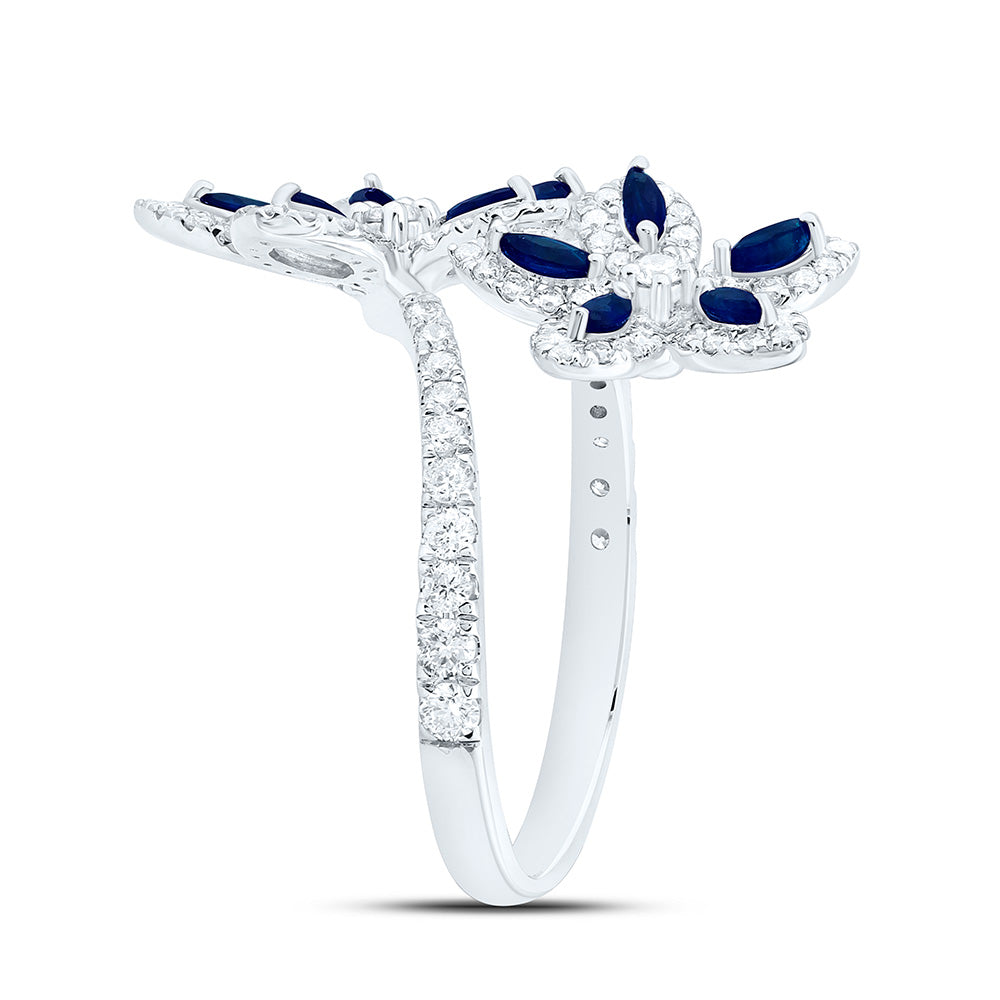 3/4CTW-NAT DIA ANA M 3/4CT-MQ-BS NAT GEM FLOWER RING Daisy Joyeria