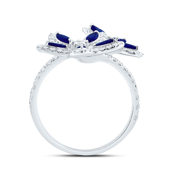 3/4CTW-NAT DIA ANA M 3/4CT-MQ-BS NAT GEM FLOWER RING Daisy Joyeria