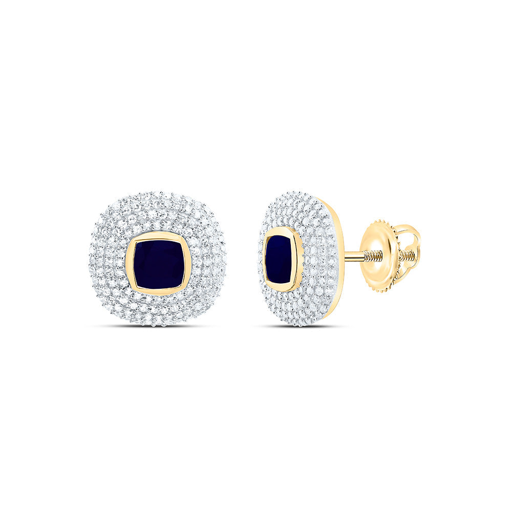 3/4CTW-NAT DIA CN 4.90MM CU-BS NAT GEM CUSHION EARRING Daisy Joyeria
