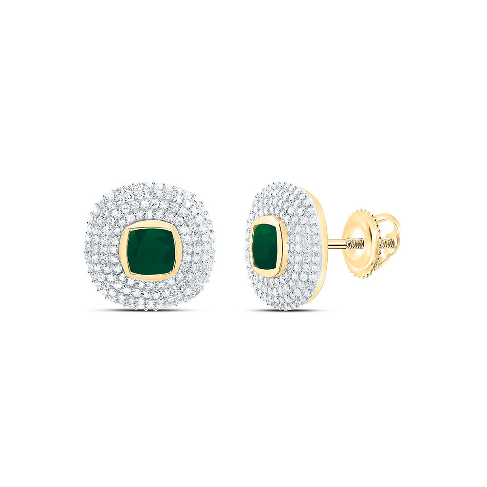 3/4CTW-NAT DIA CN 4.90MM CU-EM NAT GEM CUSHION EARRING Daisy Joyeria