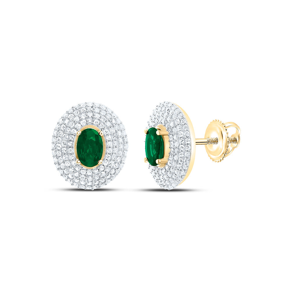 5/8CTW-NAT DIA CN 6X4MM-OV-EM NAT GEM OVAL EARRING Daisy Joyeria