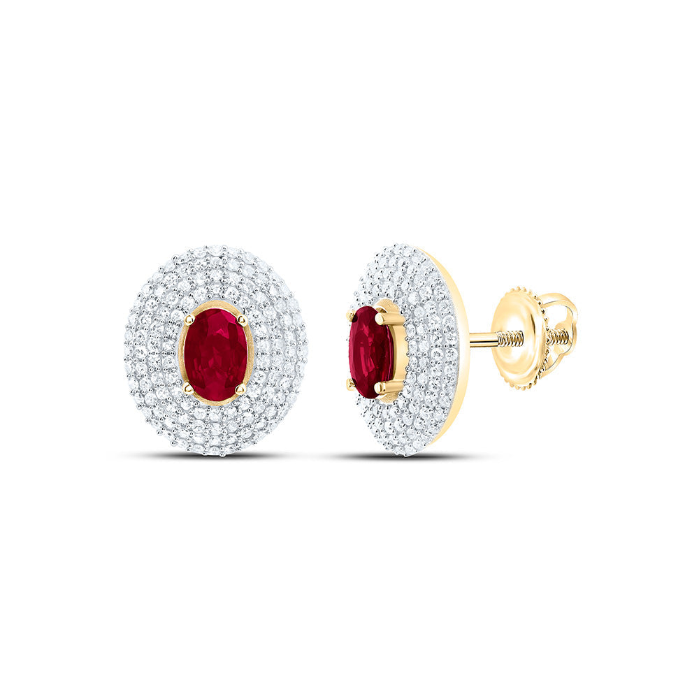 5/8CTW-NAT DIA CN 6X4MM-OV-RU NAT GEM OVAL EARRING Daisy Joyeria