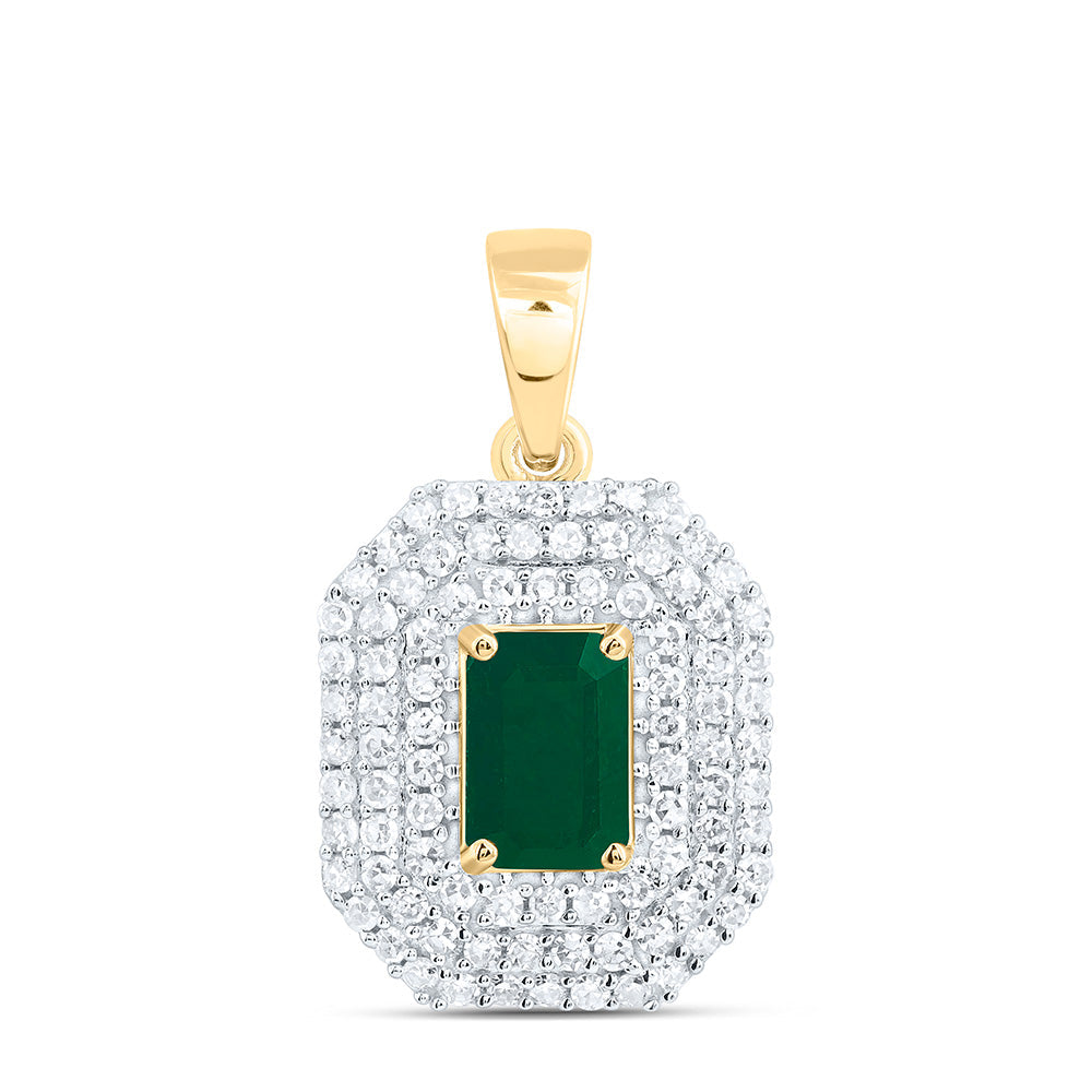1/3CTW-NAT DIA CN 6X4MM EM-EM NAT GEM EMERALD PENDANT Daisy Joyeria