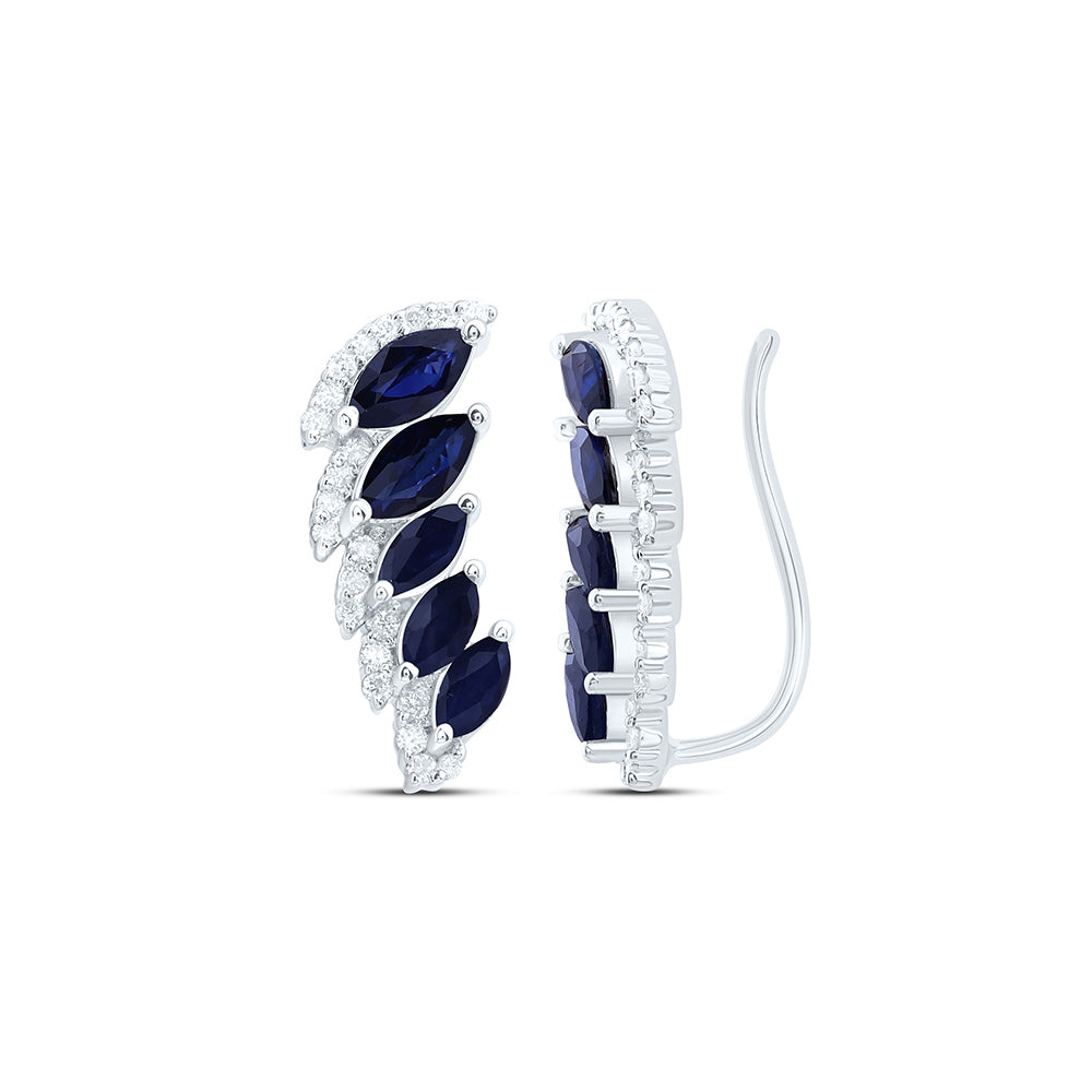 1/6CTW-NAT DIA ANA M 1 5/8CT-MQ-BS NAT GEM CLIMBER EARRING Daisy Joyeria