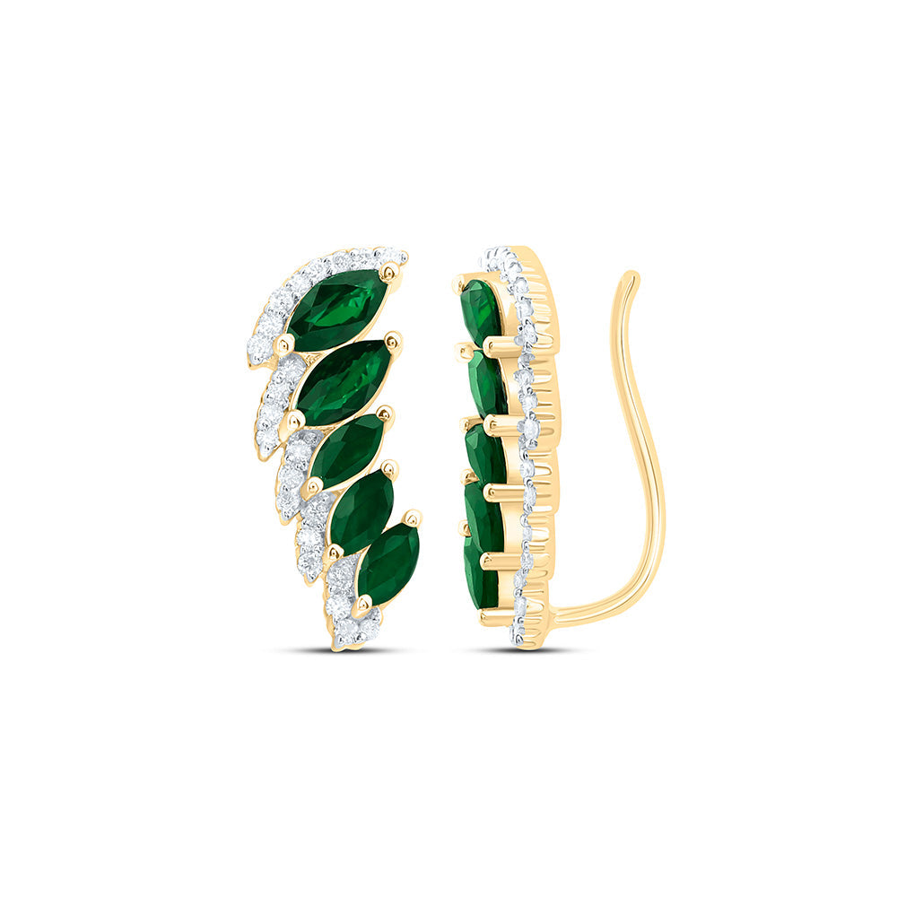 1/6CTW-NAT DIA ANA M 7/8CT-MQ-EM NAT GEM CLIMBER EARRING Daisy Joyeria