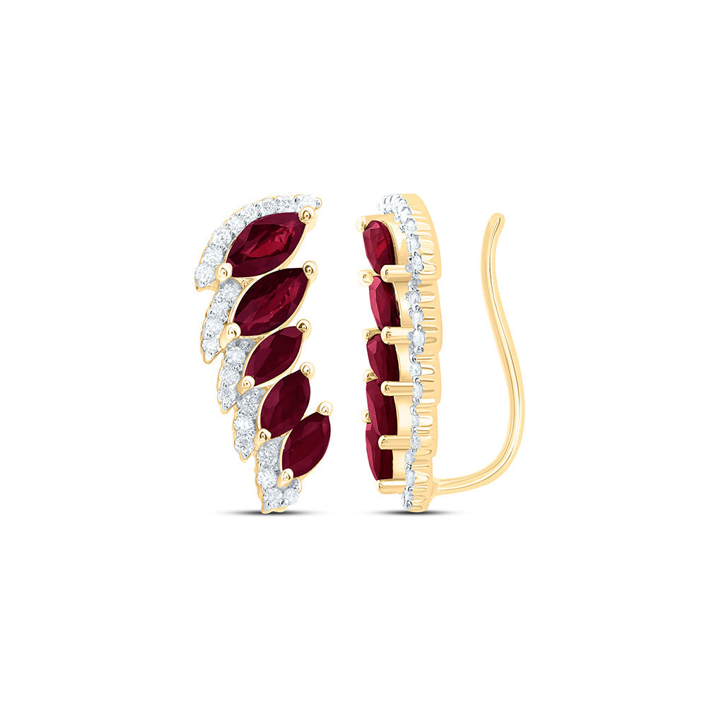 1/6CTW-NAT DIA ANA M 1CT-MQ-RU NAT GEM CLIMBER EARRING Daisy Joyeria