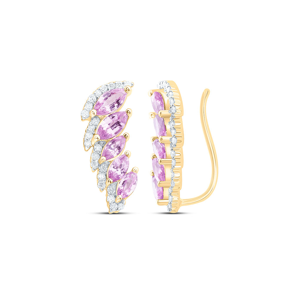 1/6CTW-NAT DIA ANA M 1 1/5CT-MQ-PINK SAPP NAT GEM CLIMBER EARRING Daisy Joyeria