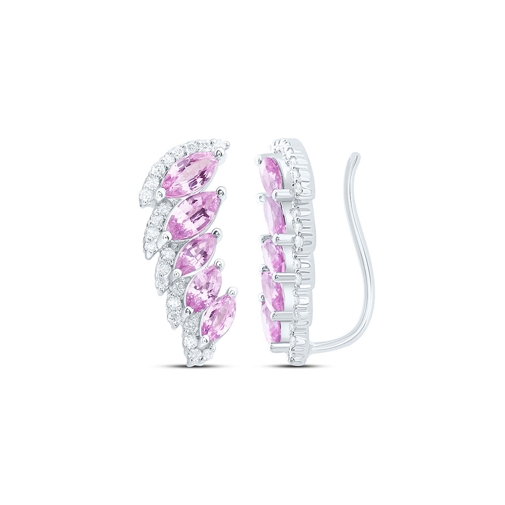 1/6CTW-NAT DIA ANA M 1 1/5CT-MQ-PINK SAPP NAT GEM CLIMBER EARRING Daisy Joyeria