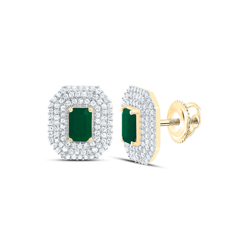 5/8CTW-NAT DIA CN 6X4MM-EM-EM NAT GEM EMERALD EARRING Daisy Joyeria