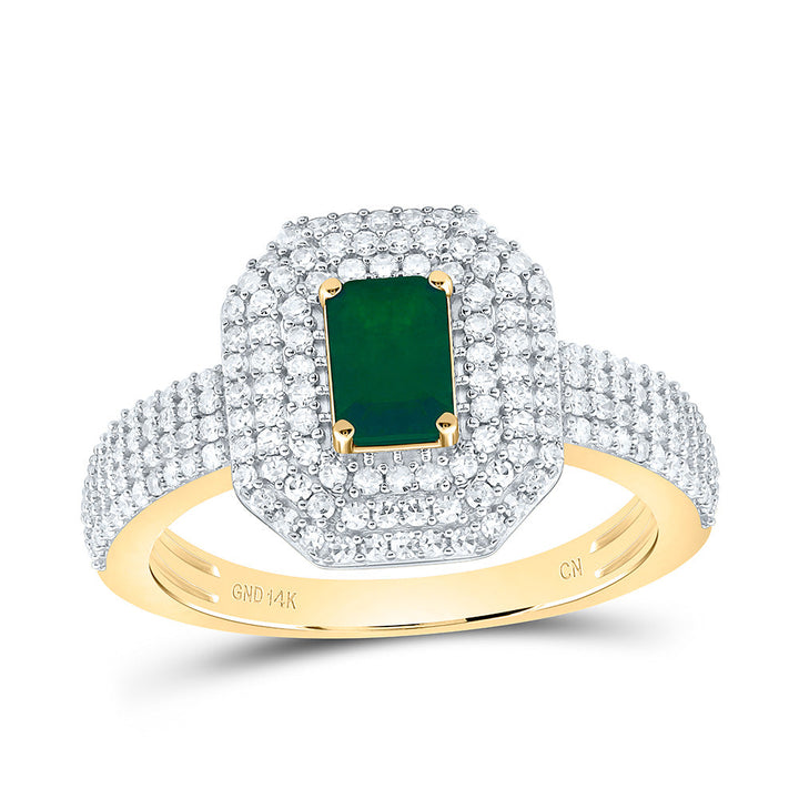 1/2CTW-NAT DIA CN 6X4MM EM-EM NAT GEM EMERALD RING Daisy Joyeria