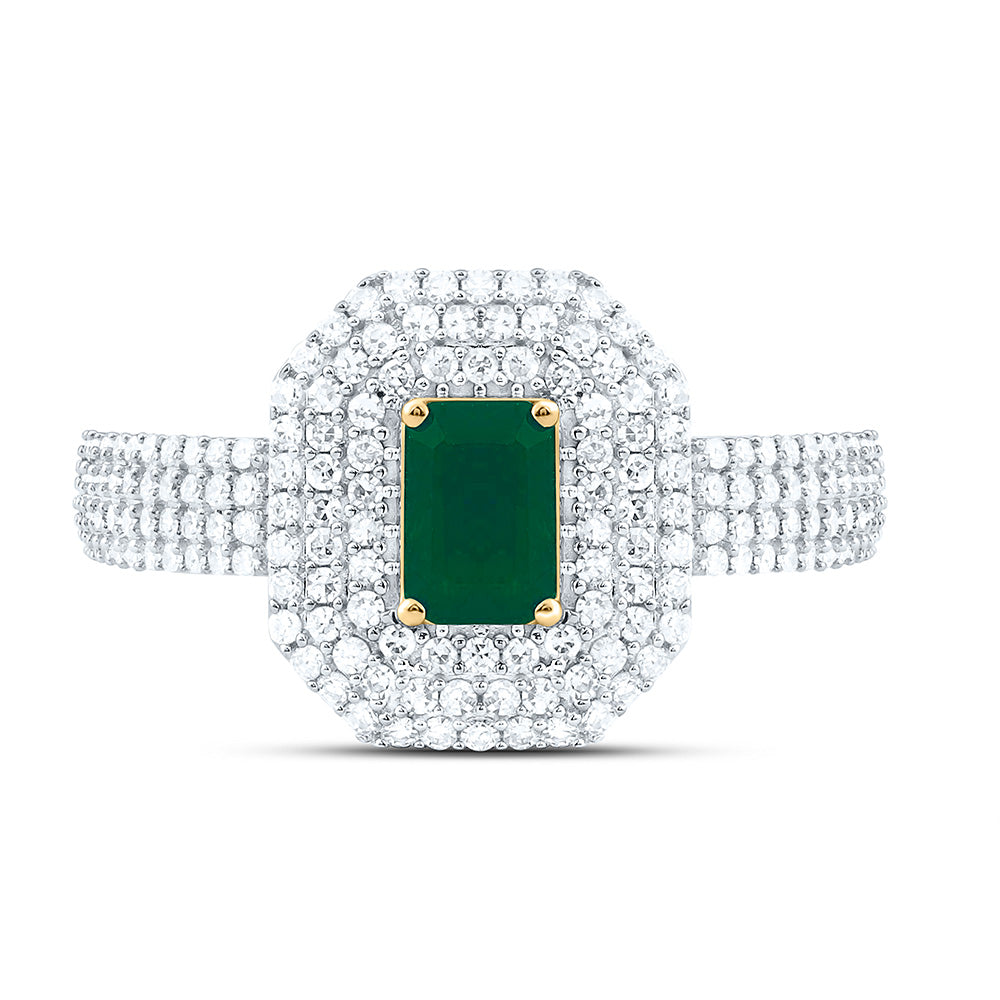 1/2CTW-NAT DIA CN 6X4MM EM-EM NAT GEM EMERALD RING Daisy Joyeria
