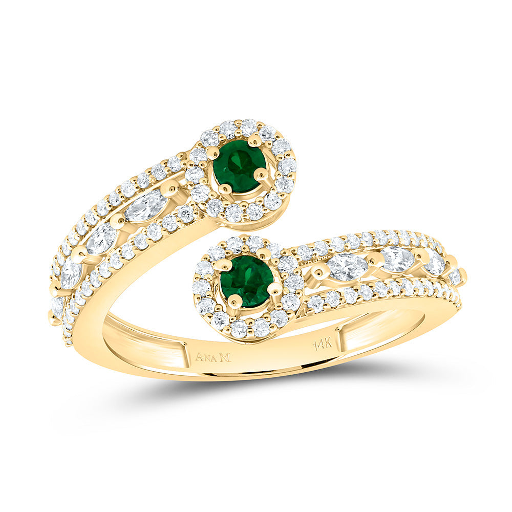 5/8CTW-NAT DIA ANA M 1/4CT-RD-EM NAT GEM ROUND RING Daisy Joyeria