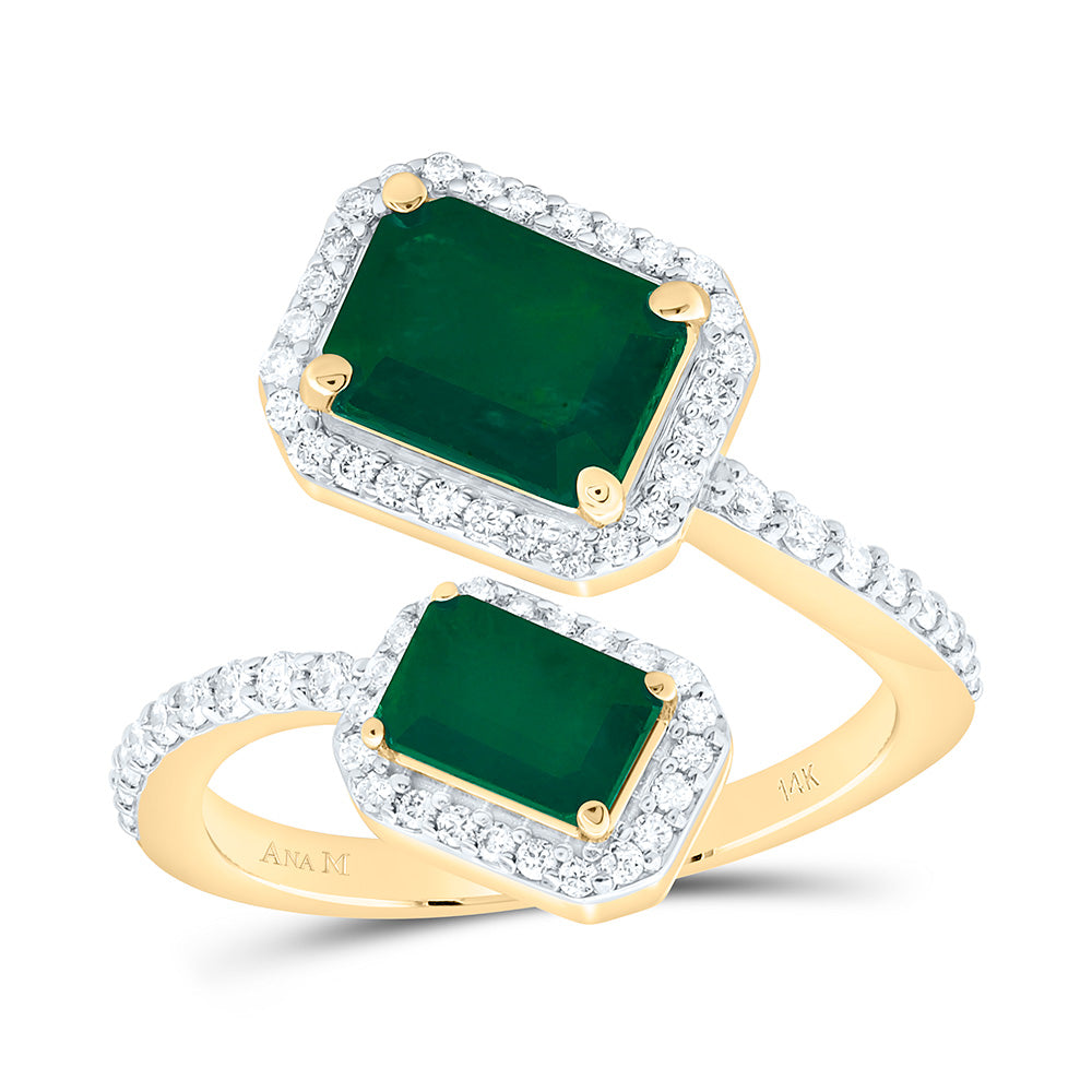 3/8CTW-NAT DIA ANA M  8 X 6 MM, 6 X 4 MM EM-EM NAT GEM EMERALD RING Daisy Joyeria