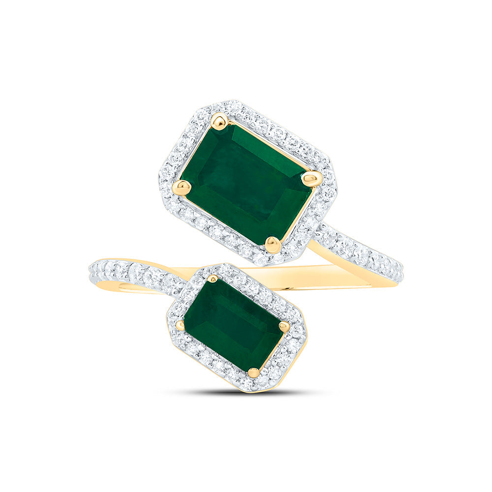 3/8CTW-NAT DIA ANA M  8 X 6 MM, 6 X 4 MM EM-EM NAT GEM EMERALD RING Daisy Joyeria