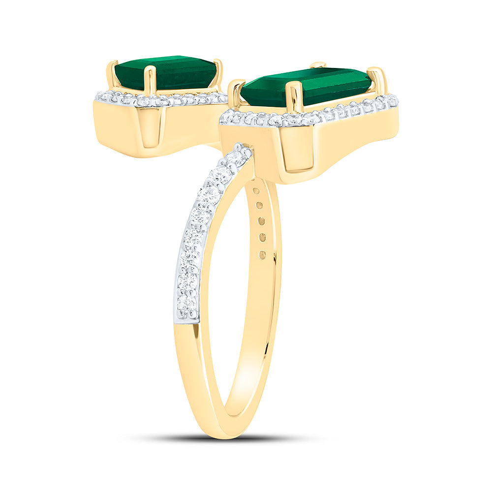 3/8CTW-NAT DIA ANA M  8 X 6 MM, 6 X 4 MM EM-EM NAT GEM EMERALD RING Daisy Joyeria