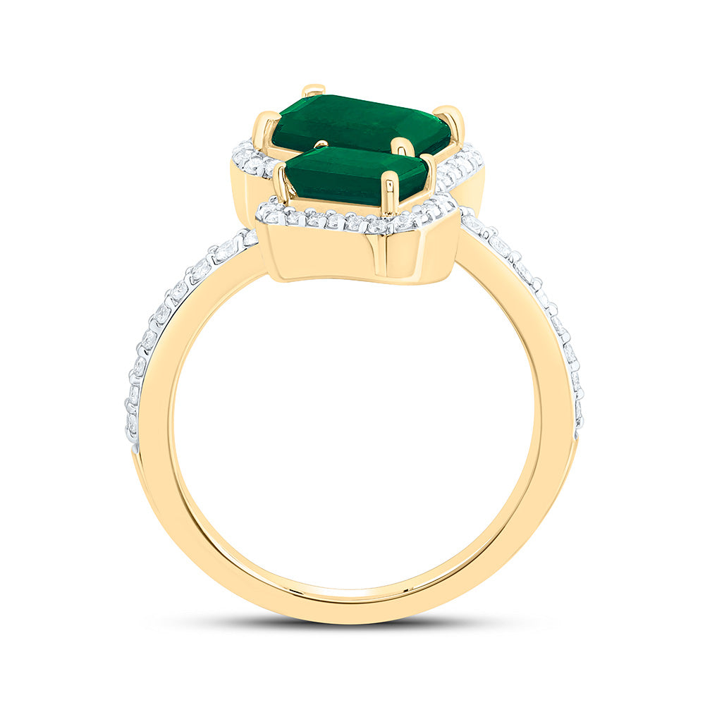 3/8CTW-NAT DIA ANA M  8 X 6 MM, 6 X 4 MM EM-EM NAT GEM EMERALD RING Daisy Joyeria