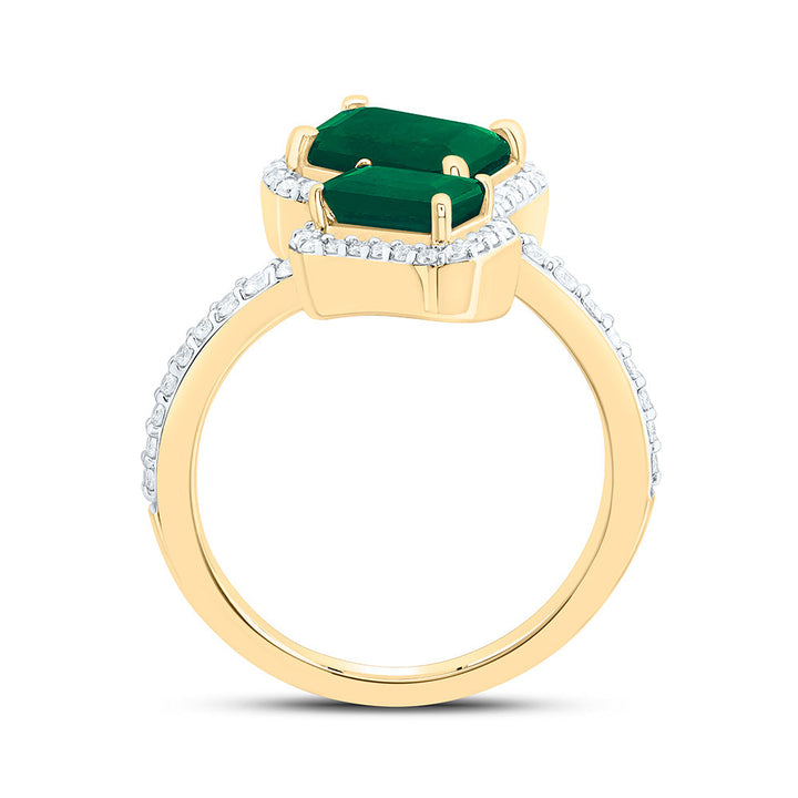 3/8CTW-NAT DIA ANA M  8 X 6 MM, 6 X 4 MM EM-EM NAT GEM EMERALD RING Daisy Joyeria