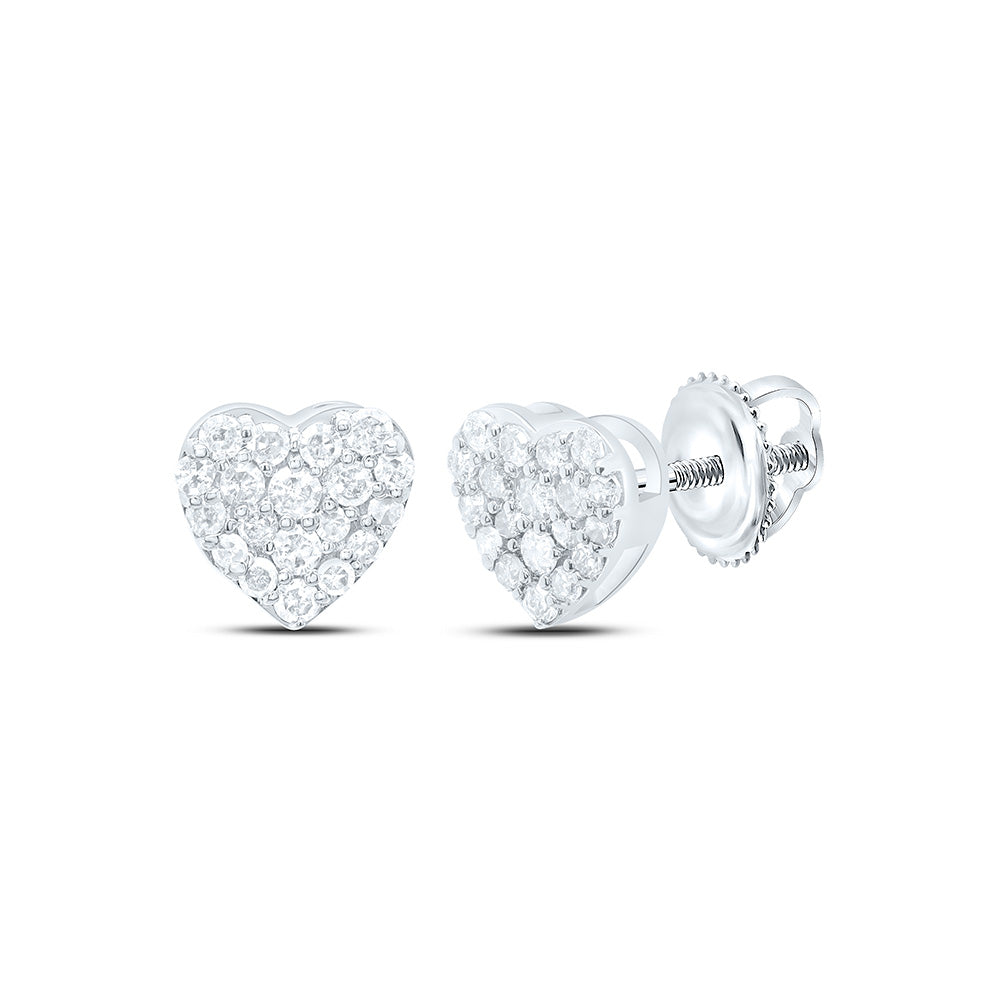 1/4CTW-NAT DIA P1N GIFT HEART EARRING Daisy Joyeria