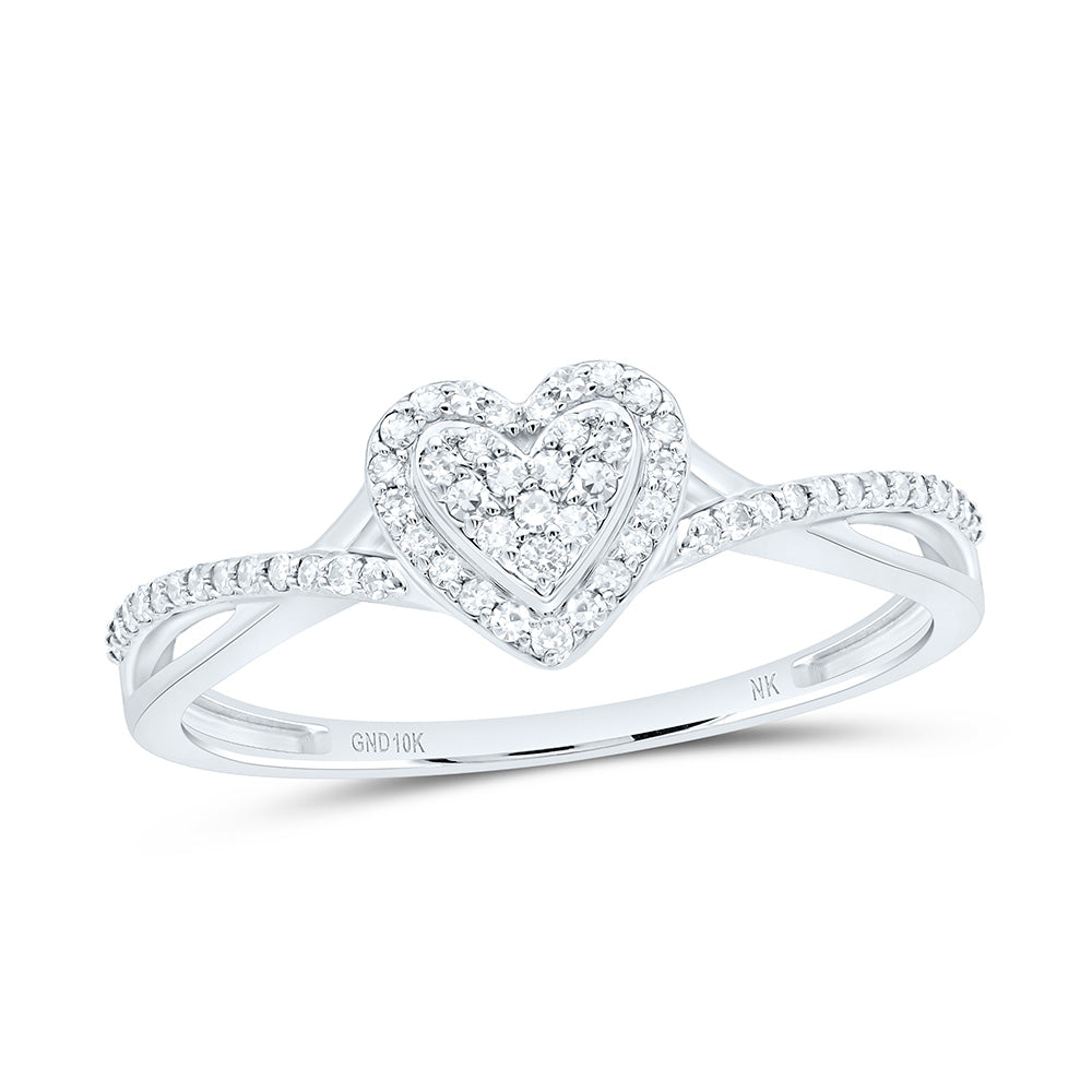 1/4CTW-NAT DIA NK FASHION HEART RING Daisy Joyeria