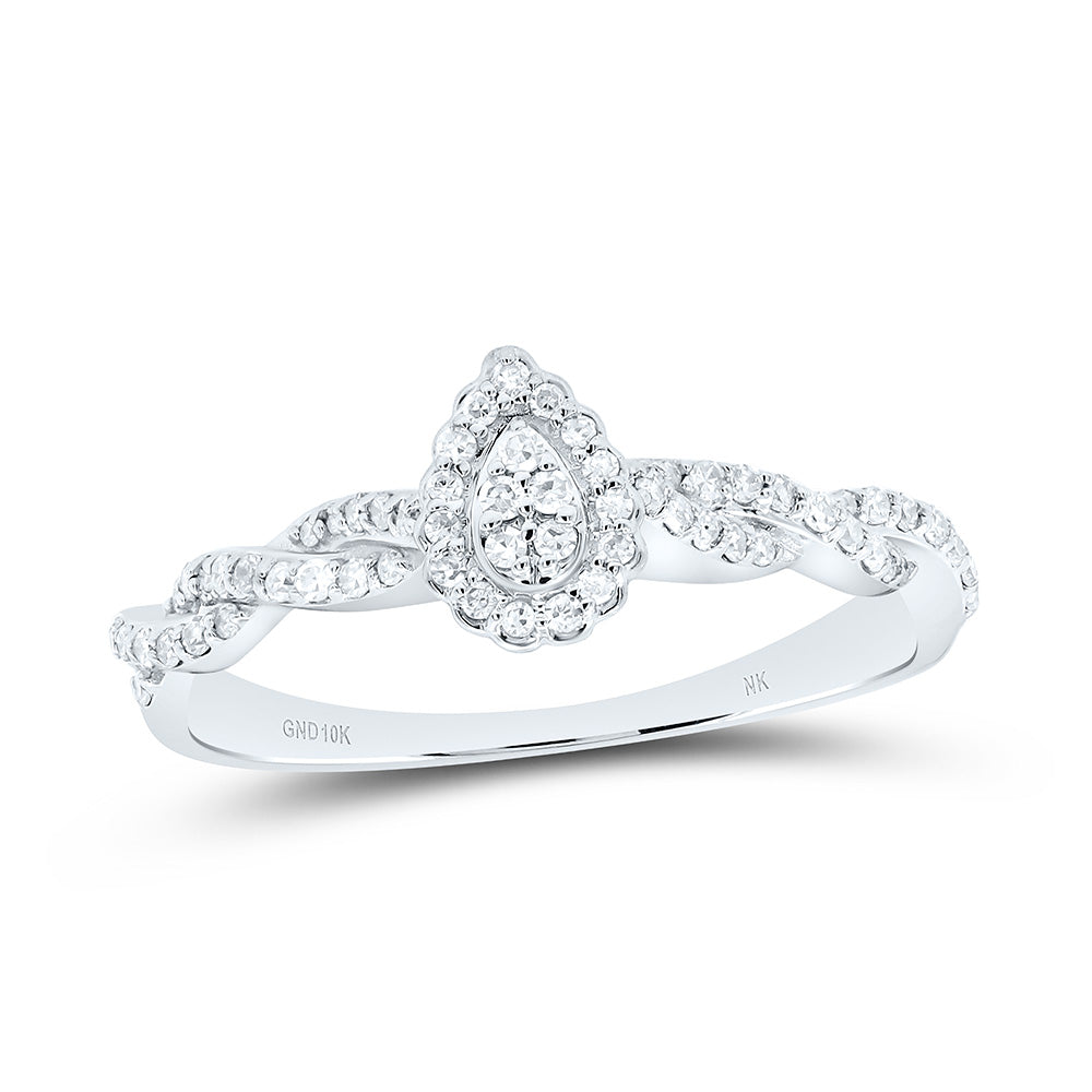 1/5CTW-NAT DIA NK FASHION PEAR RING Daisy Joyeria