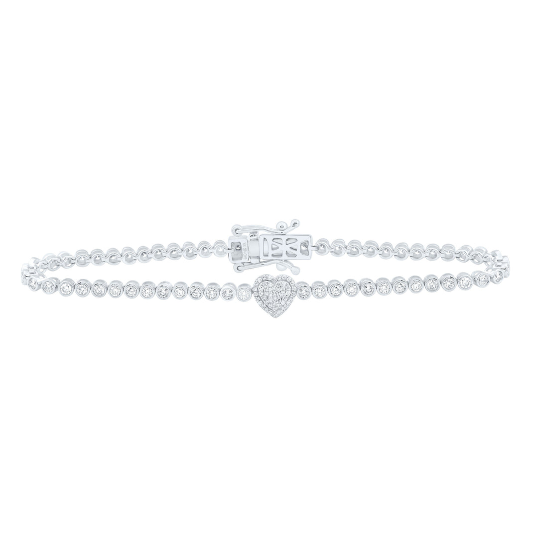 1 5/8CTW-NAT DIA NK FASHION TENNIS HEART BRACELET(7INCH) Daisy Joyeria