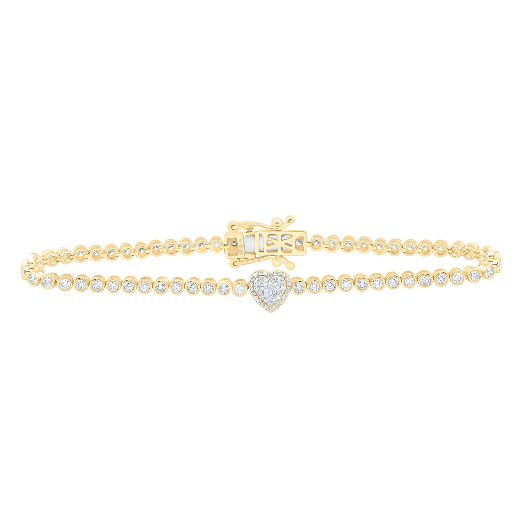 1 5/8CTW-NAT DIA NK FASHION TENNIS HEART BRACELET(7INCH) Daisy Joyeria