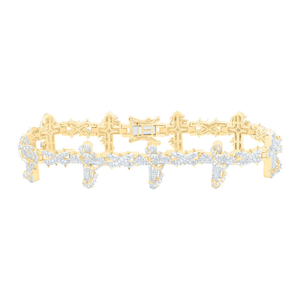 4 1/5CTW-NAT DIA NK CROSS MENS BRACELET(8 INCH) Daisy Joyeria