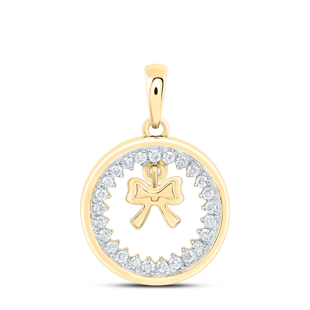 1/5CTW-NAT DIA NK FASHION BOW PENDANT Daisy Joyeria