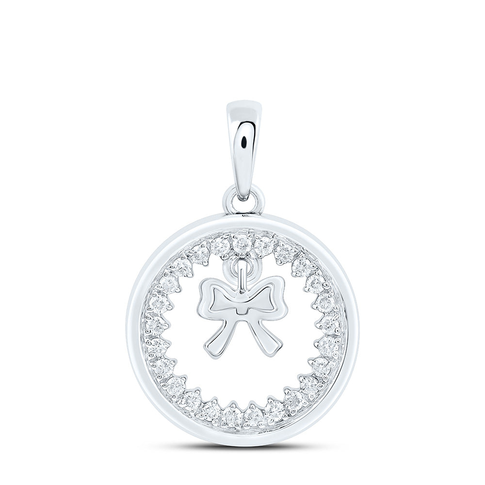 1/5CTW-NAT DIA NK FASHION BOW PENDANT Daisy Joyeria