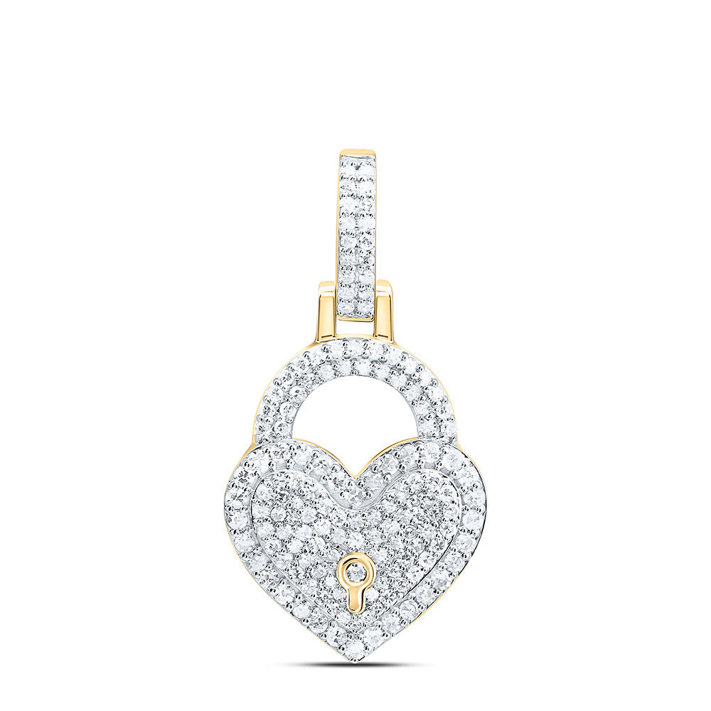 5/8CTW- NAT DIA NK FASHION HEART LOCK PENDANT Daisy Joyeria