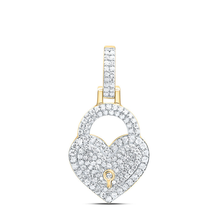5/8CTW- NAT DIA NK FASHION HEART LOCK PENDANT Daisy Joyeria