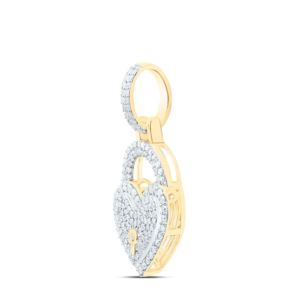 5/8CTW- NAT DIA NK FASHION HEART LOCK PENDANT Daisy Joyeria