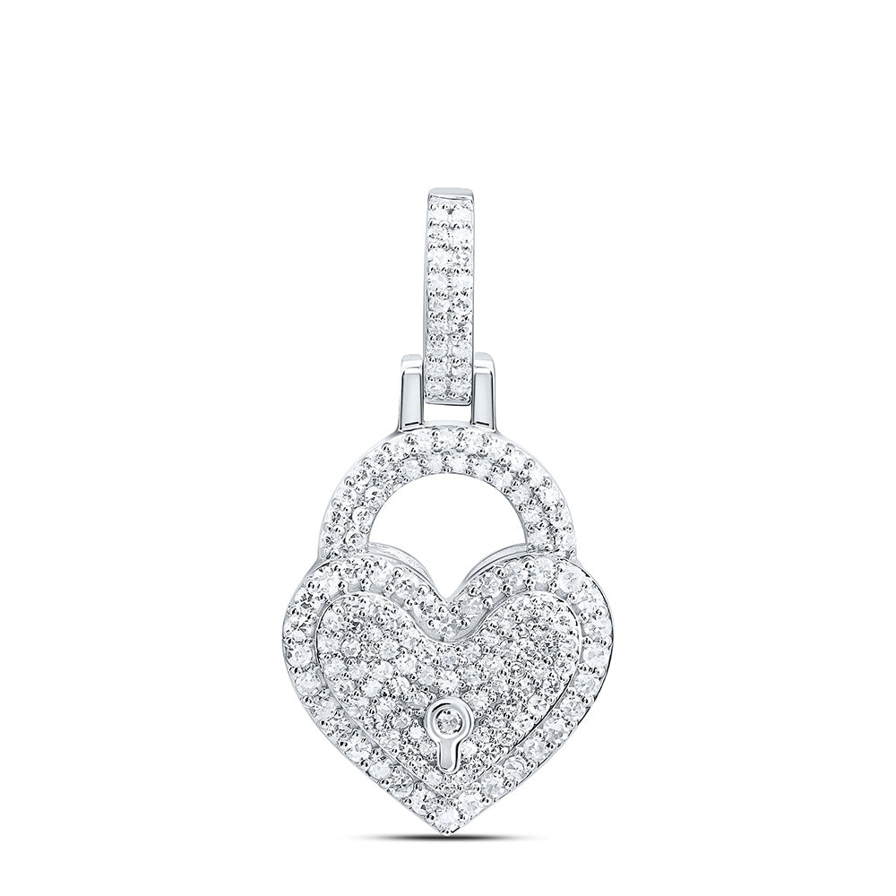 5/8CTW- NAT DIA NK FASHION HEART LOCK PENDANT Daisy Joyeria