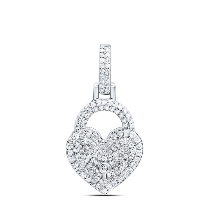 5/8CTW- NAT DIA NK FASHION HEART LOCK PENDANT Daisy Joyeria