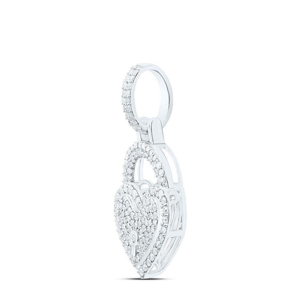 5/8CTW- NAT DIA NK FASHION HEART LOCK PENDANT Daisy Joyeria