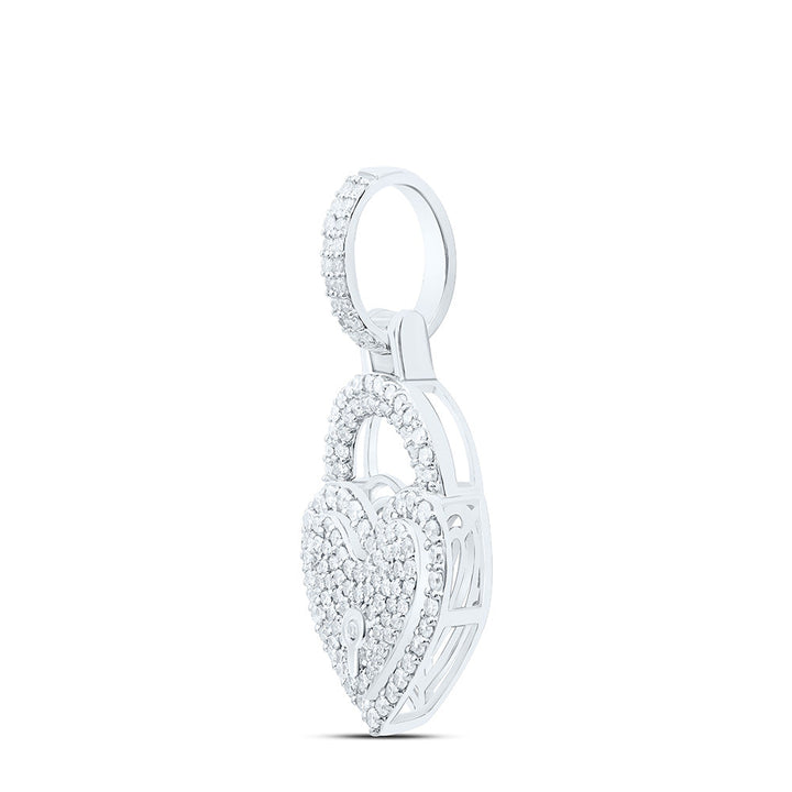 5/8CTW- NAT DIA NK FASHION HEART LOCK PENDANT Daisy Joyeria