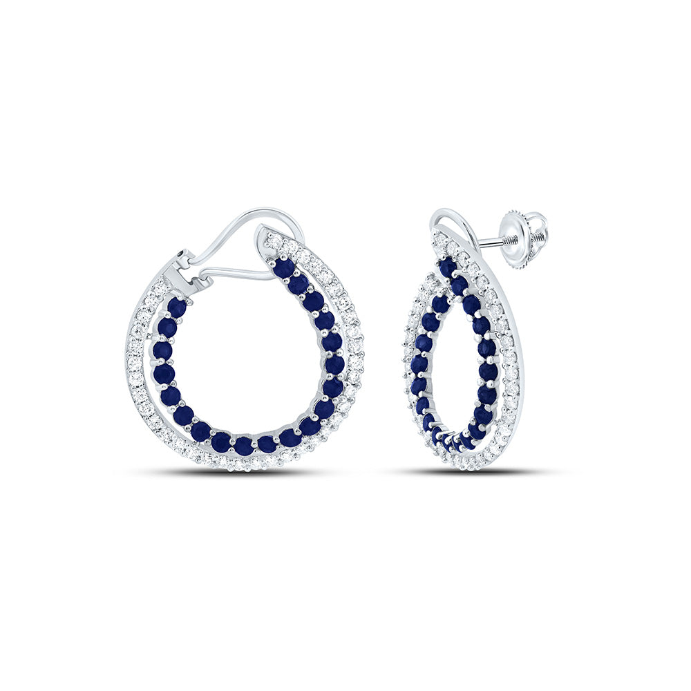 7/8CTW-NAT DIA ANA M 1 5/8CT-RD-BS NAT GEM HOOP EARRING Daisy Joyeria