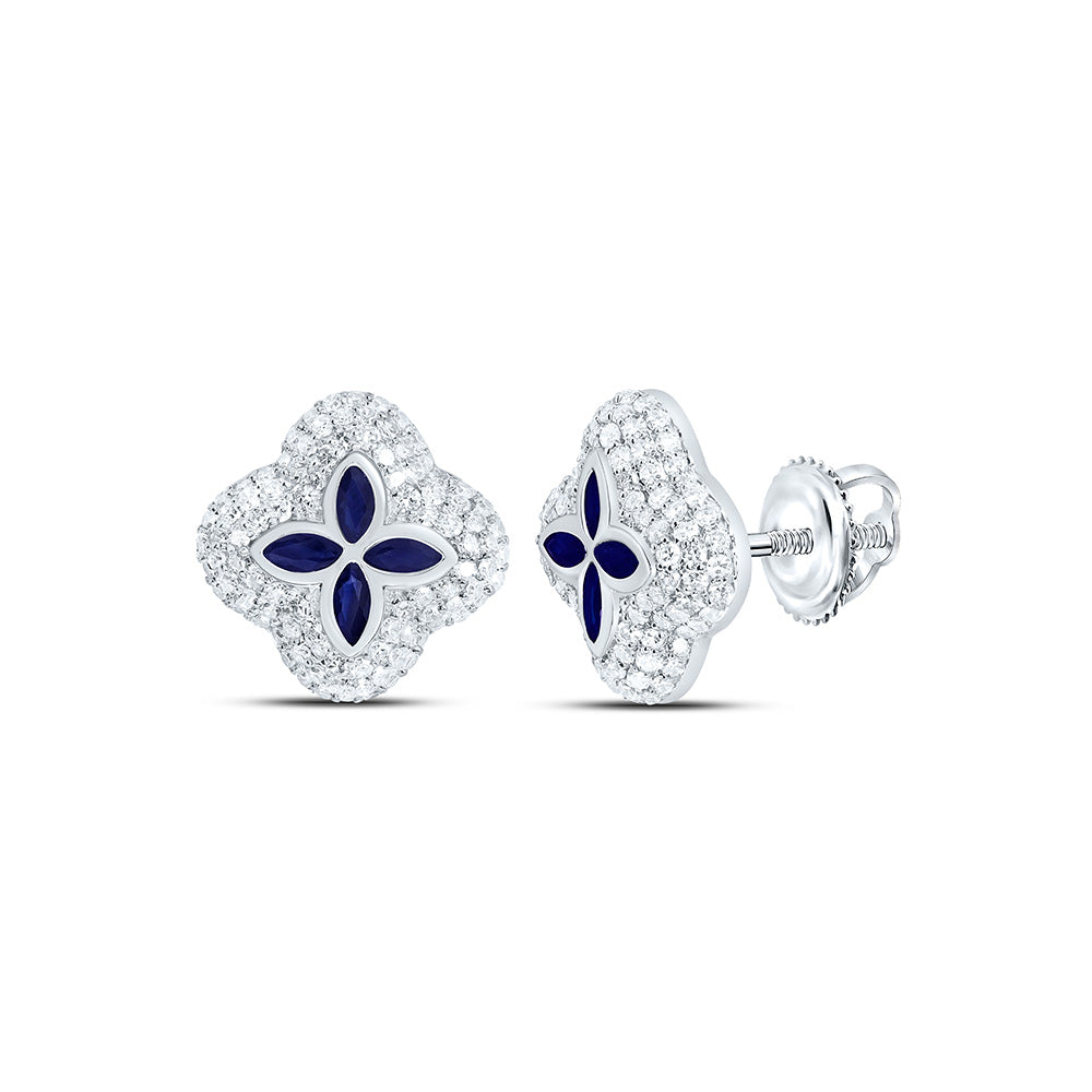 5/8CTW-NAT DIA CN 1/3CT-MQ-BS NAT GEM CLOVER EARRING Daisy Joyeria