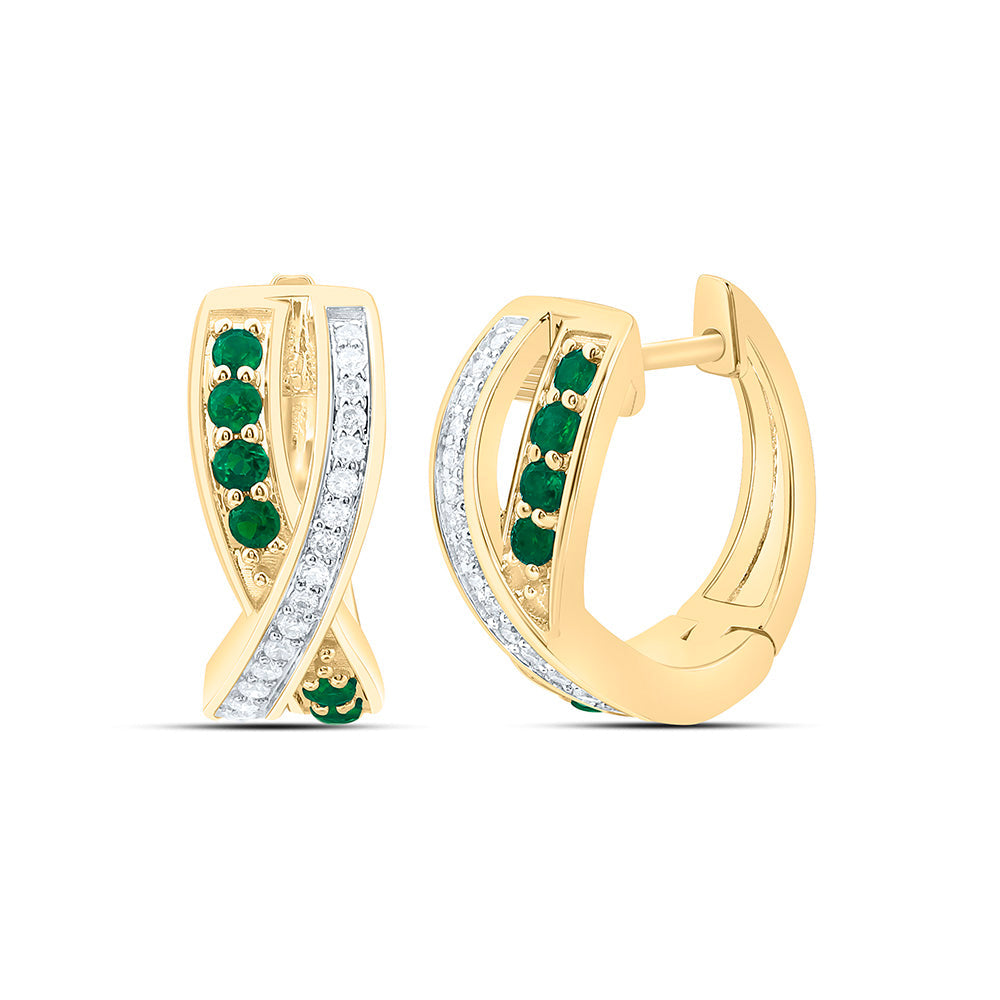 1/8CTW-NAT DIA ANA M 1/5CT-RD-EM NAT GEM HOOP EARRING Daisy Joyeria