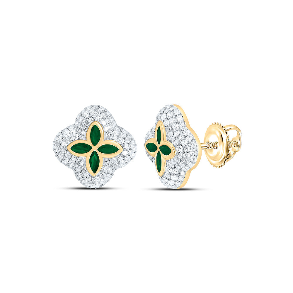 5/8CTW-NAT DIA CN 1/4CT-MQ-EM NAT GEM CLOVER EARRING Daisy Joyeria