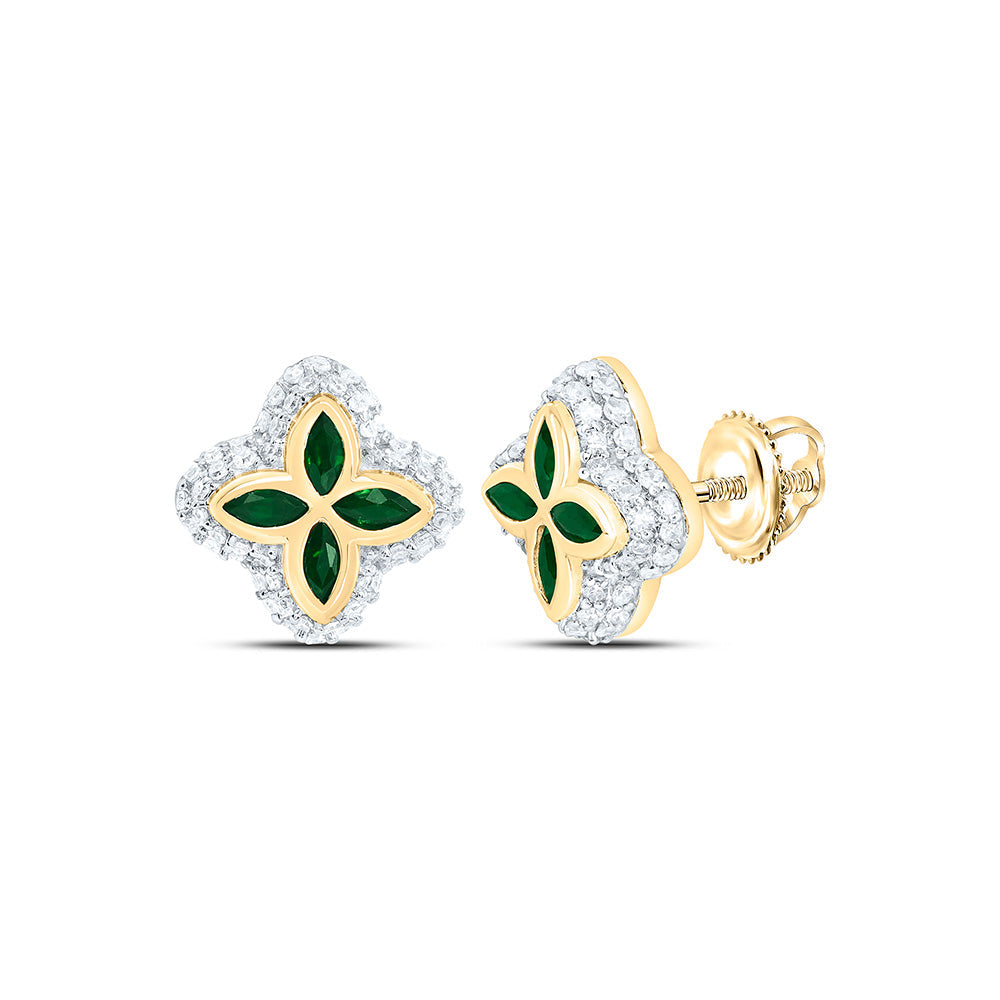 1/3CTW-NAT DIA CN 1/4CT-MQ-EM NAT GEM CLOVER EARRING Daisy Joyeria